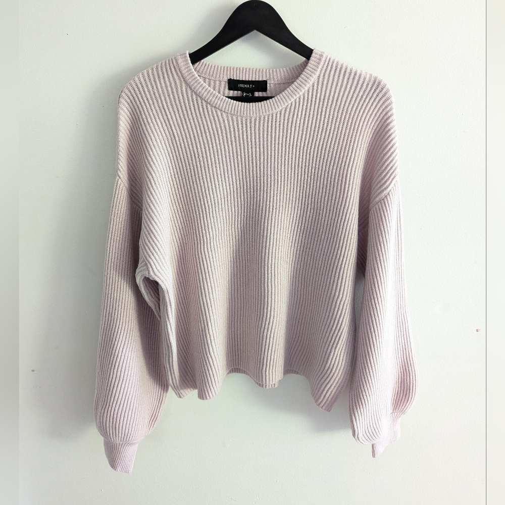 Lilac lavender purple balloon sleeve cropped sweater size 1X